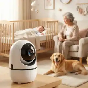 Camêra que pode ser usada também como baba eletrônica e para monitorar idosos.